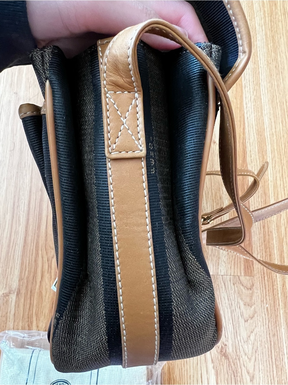 True Vintage Fendi Pequin Black and Brown Crossbody Bag - Picture 9 of 11